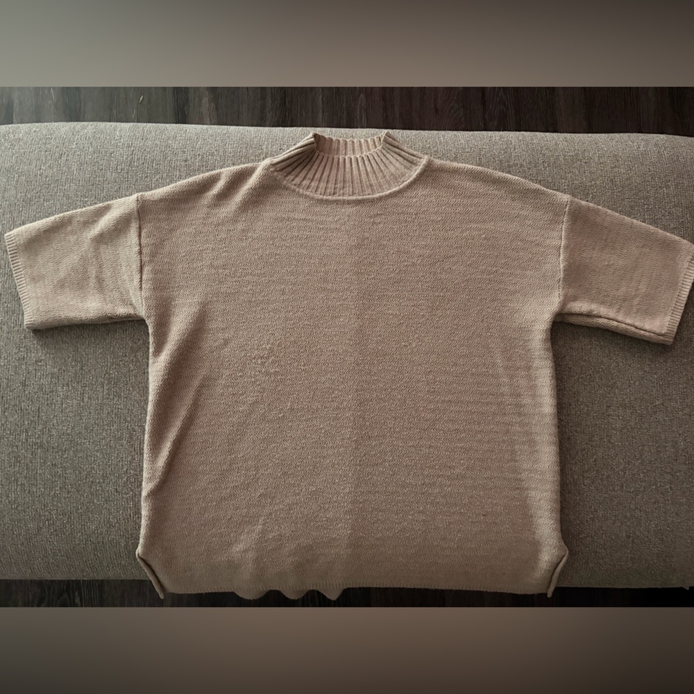 Elegant Beige Women's Mock Neck Sweater